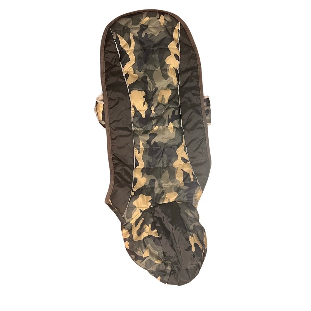 Camo Hooded Dog Jacket LG 20" Neck Strap 30" Waist 18 Neck/Hem Green Black Beige